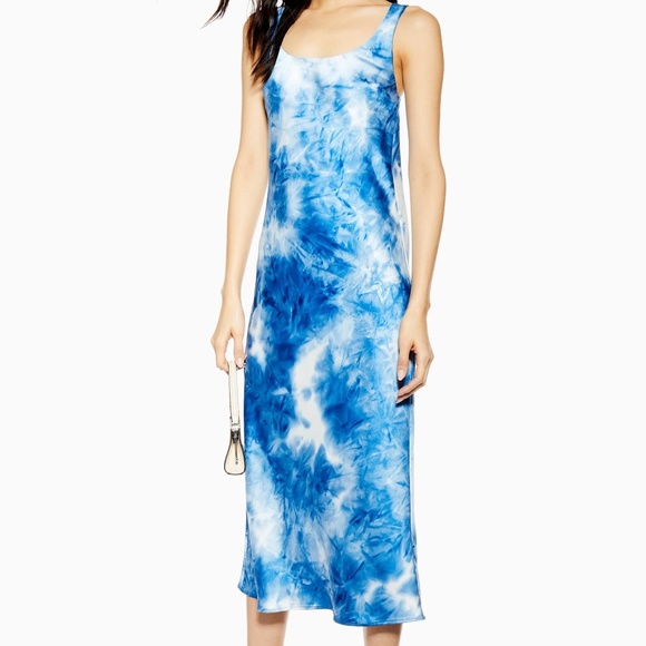 Topshop 90s Tie Dye Silk Cami Dress - Picture 2 of 6